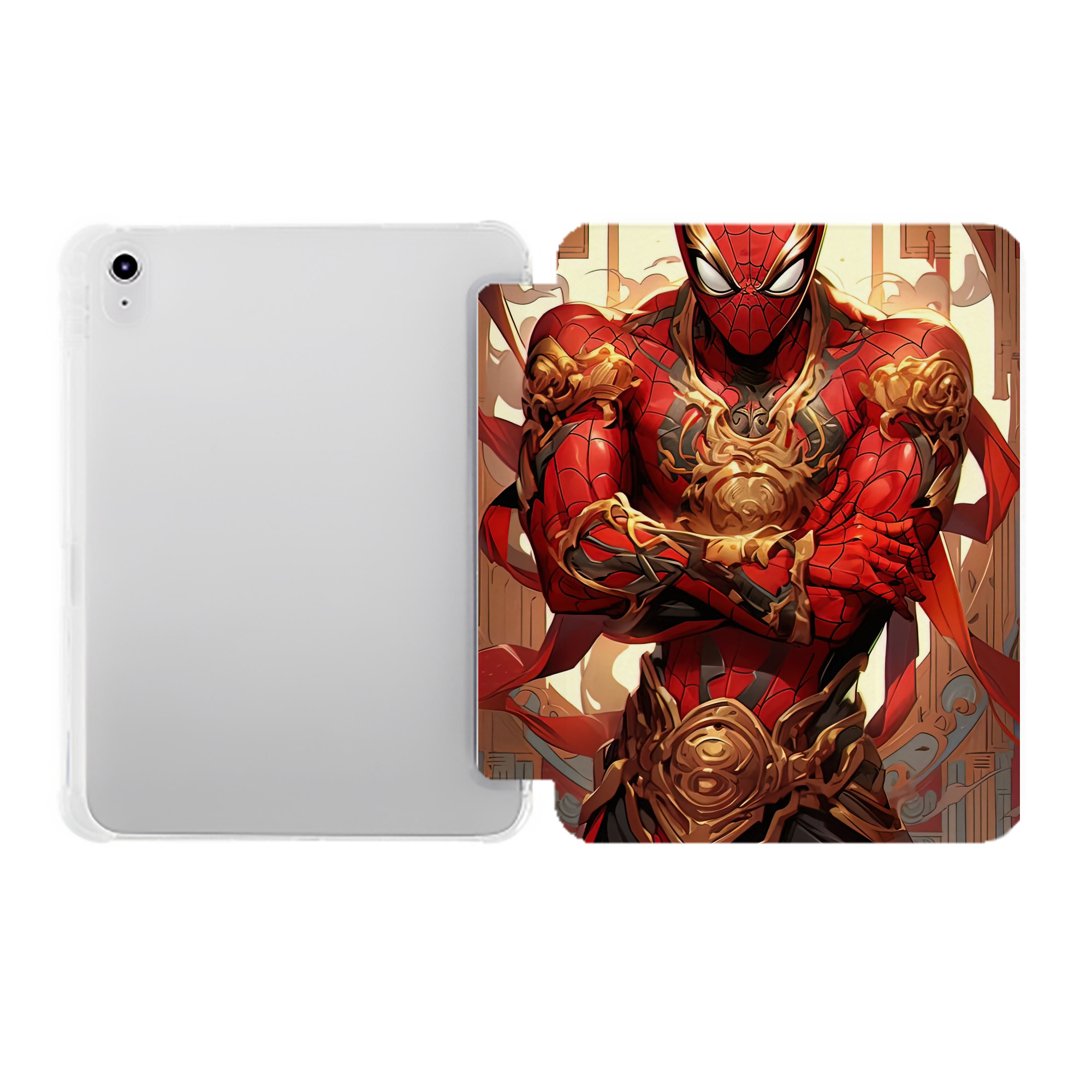 （画像用） Spider Man スパイダーマン IPad ケース ペン収納付き 三つ折りスタンド PUレザー×シリコン 対応機種9.5/10.5/10.9インチ
